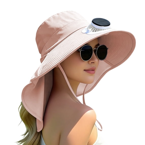 Sun Hats for Women Uv Protection Solar Powered Fan Hat with Digital Display Outdoor Wide Brim Sun Hat