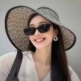 thumbnail image 1 of Sun Hats for Women Wide Brim Beach Hat Straw Visor Ponytail Summer UV Packable Foldable Beach Vacation Essentials, 1 of 4
