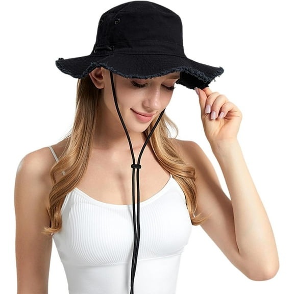 Sun Hats for Women Wide Brim Bucket Hat UPF 50+ Foldable UV Protection Cotton Casual Hat for Hiking Beach Fishing Summer Safari