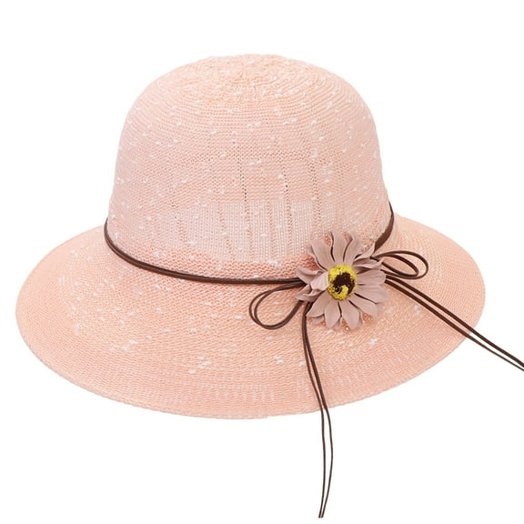 Sun Hats for Women Wide Brim Straw Hat Beach Protection Hat Summer Bowknot Lace-up Flower Rope Decoration Cap