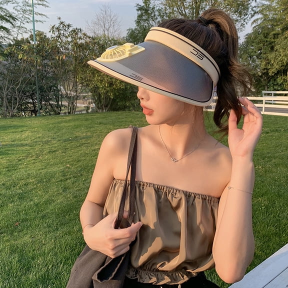 Sun Hats for Women,Wide Brim Sun Hat, Usb Charging Fan Hat,Adjustable Hat Girth,Sun Hat Summer Beach Packable Visor