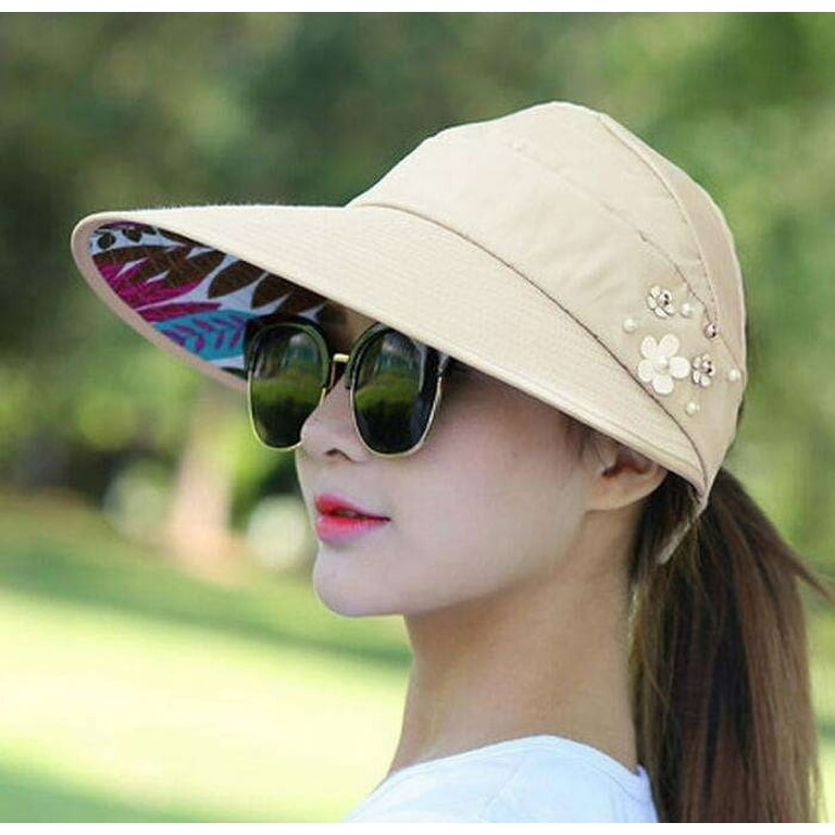 Stylish Ponytail Women's Summer Sun Hat with UV Protection and Wide Brim  for Beach, Hiking, and Fishing