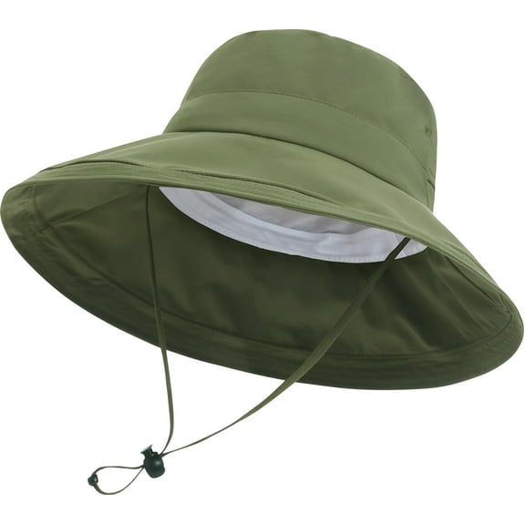 Sun Hats for Women, Wide Brim Waterproof Bucket Hat, Summer Beach Packable Ponytail Hat,UPF 50+ UV Protection