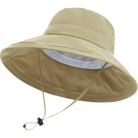 Sun Hats for Women, Wide Brim Waterproof Bucket Hat, Summer Beach Packable Ponytail Hat,UPF 50  UV Protection