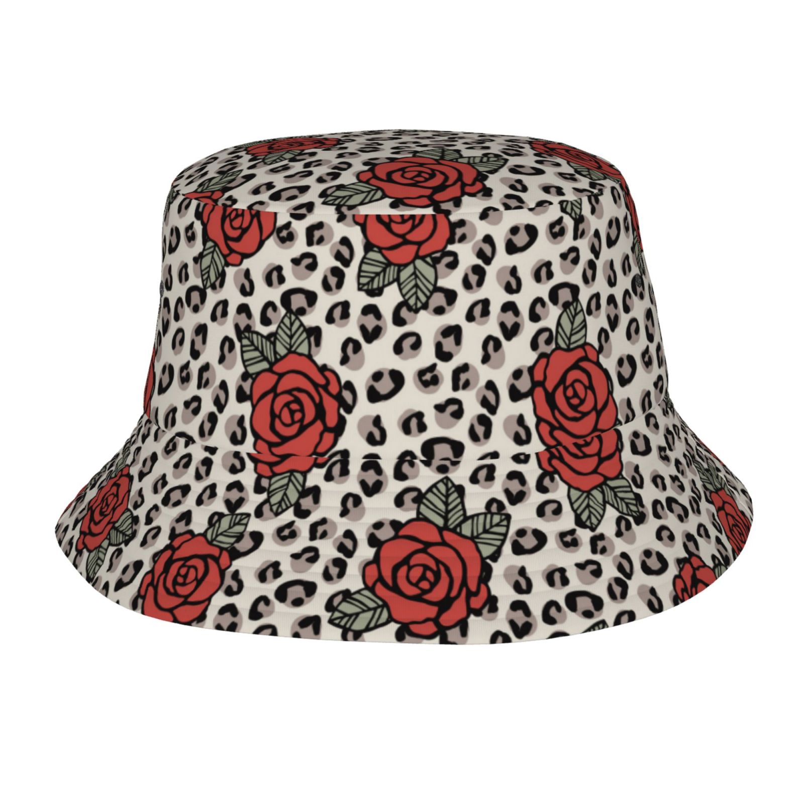 Sun Cap Roses Sun Hats for Women and Men Leopard print Rose Packable Bucket Hat, Sun ...