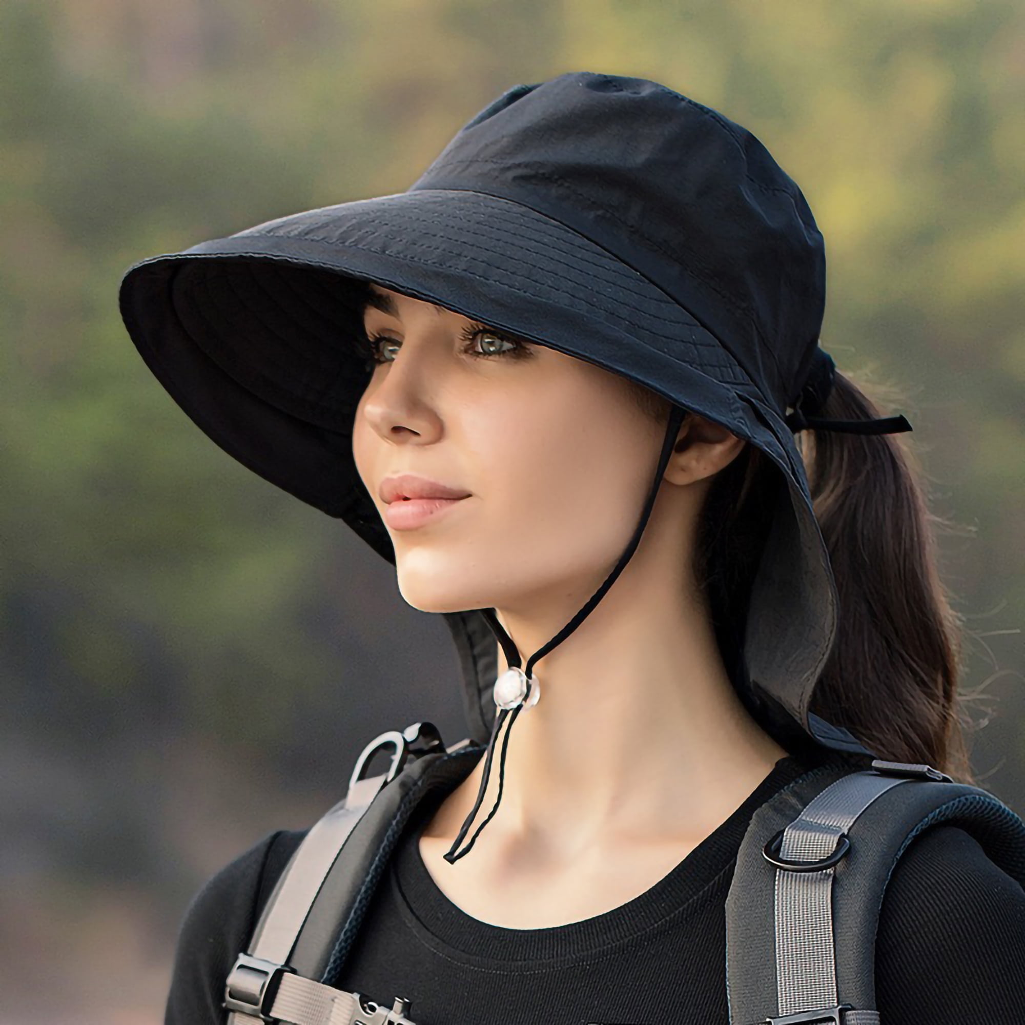 Sun Hats for Women with Ponytail Hole Wide Brim Outdoor Hat Packable Summer Beach Hiking Fishing