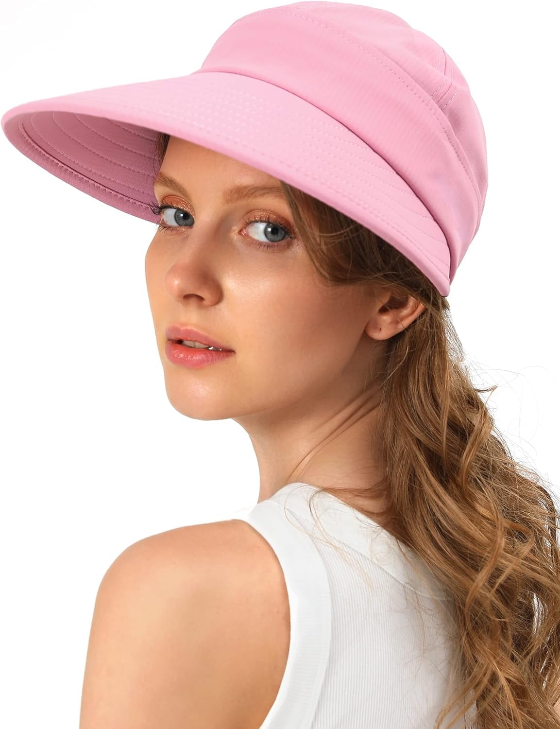 Sun Hats for Womens Wide Brim Visor UV Protection Dual Purpose Hat for