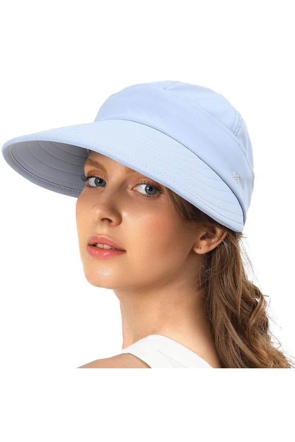 Sun Hats for Womens, Wide Brim Visor UV Protection Dual Purpose Hat for Beach Summer Soft Lightweight Breathbale Packable Cap, Blue