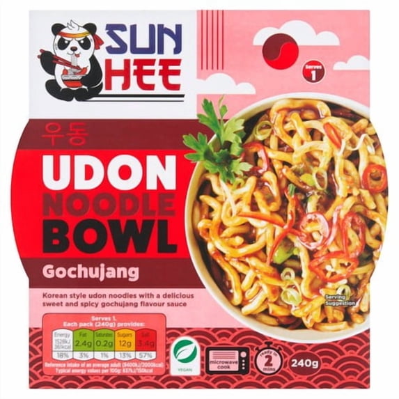 Sun Hee Gochujang Udon Bowl 240g, British Import (Pack of 2)