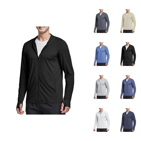 Sun Hoodies for Men 2025 Lightweight Breathable Long Sleeve Zip Up Hooded Jacket with Pockets Hoodie Outerwear Coat