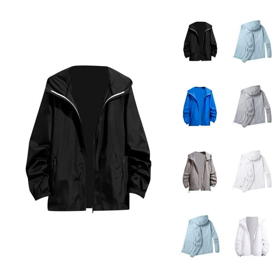 Sun Hoodies for Men 2025 Lightweight Breathable Long Sleeve Zip Up Hooded Jacket with Pockets Hoodie Outerwear