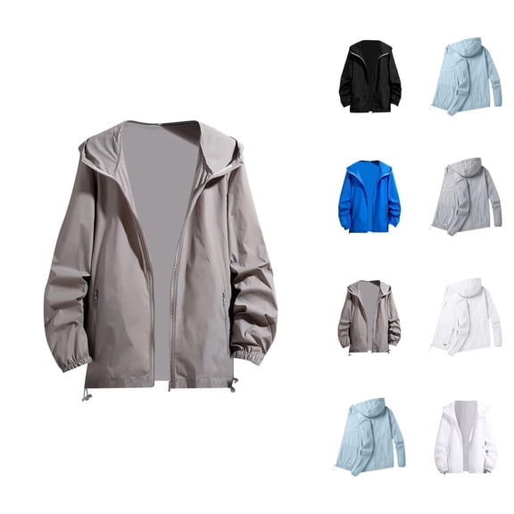 Sun Hoodies for Men 2025 Lightweight Breathable Long Sleeve Zip Up Hooded Jacket with Pockets Hoodie Outerwear