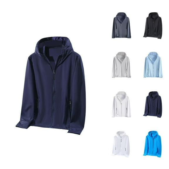 Sun Hoodies for Men 2025 Lightweight Breathable Long Sleeve Zip Up Hooded Jacket with Pockets Outerwear Hoodie