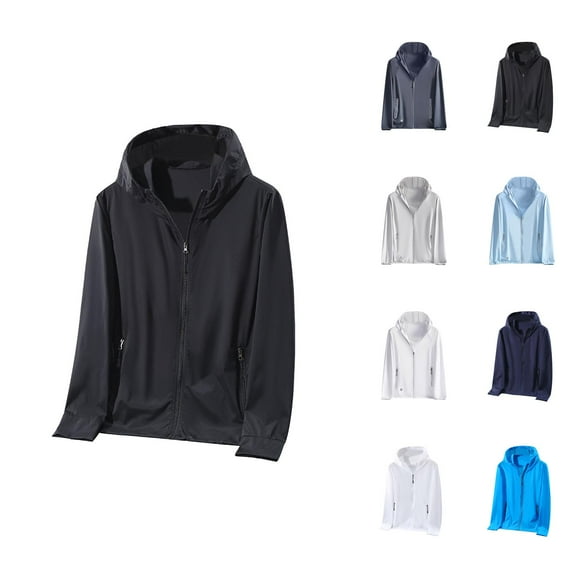 Sun Hoodies for Men 2025 Lightweight Breathable Long Sleeve Zip Up Hooded Jacket with Pockets Outerwear Hoodie