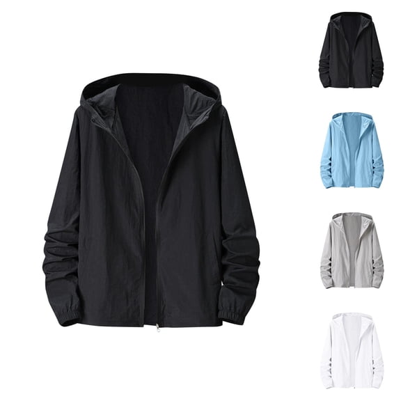 Sun Hoodies for Men 2025 Lightweight Breathable Long Sleeve Zip Up Hooded Jacket with Pockets Outerwear