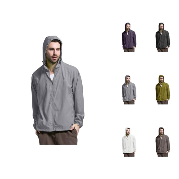 Sun Hoodies for Men 2025 Outdoor Lightweight Windproof Waterproof Quick Drying Zip Up Hooded Jacket Outerwear Coat