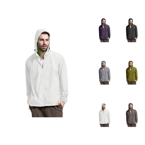 Sun Hoodies for Men 2025 Outdoor Lightweight Windproof Waterproof Quick Drying Zip Up Hooded Jacket Outerwear Coat