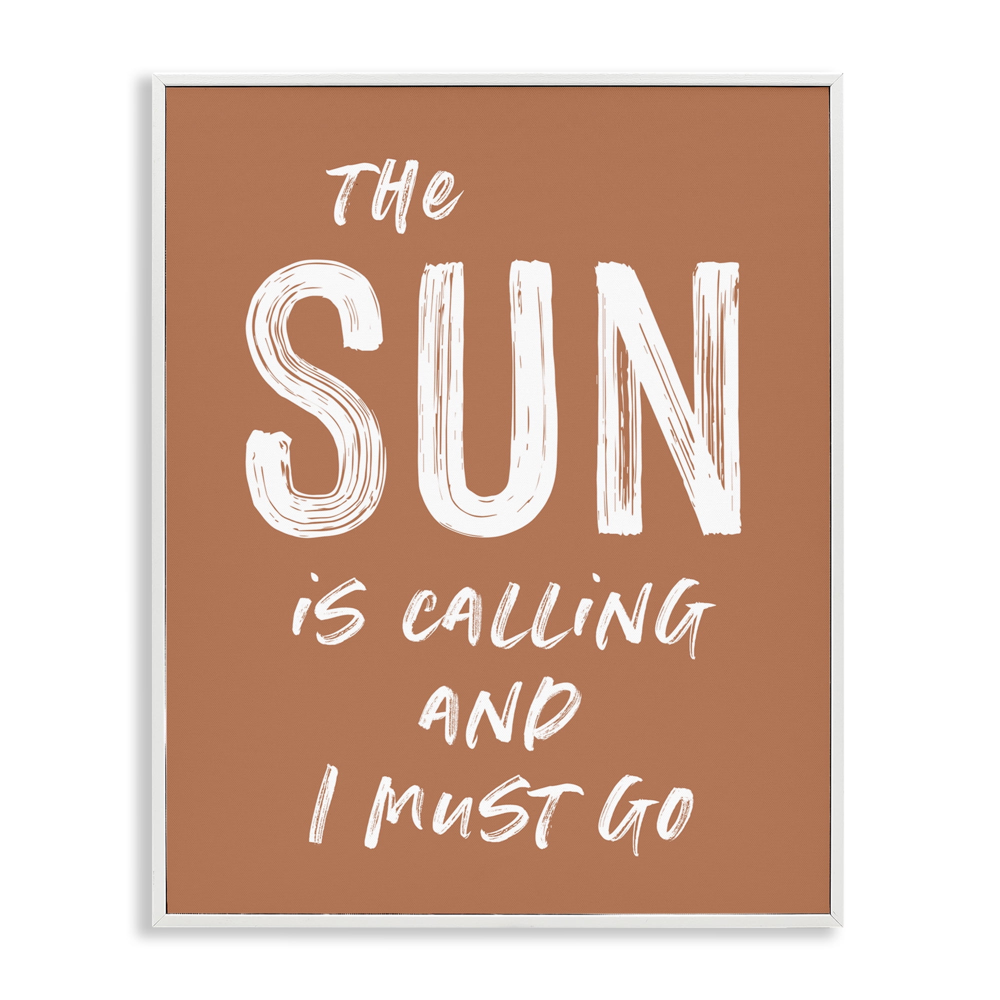 Sun Is Calling Must Go White Framed Giclee Art, design by Lettered and Lined