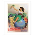 thumbnail image 1 of From The Sun In Italy Comes The Best Fruit - Adani Wine - Vintage Advertising Poster by Gino Boccasile c.1950s - Bamboo Fine Art 290gsm Paper (Unframed) 17x22in, 1 of 4