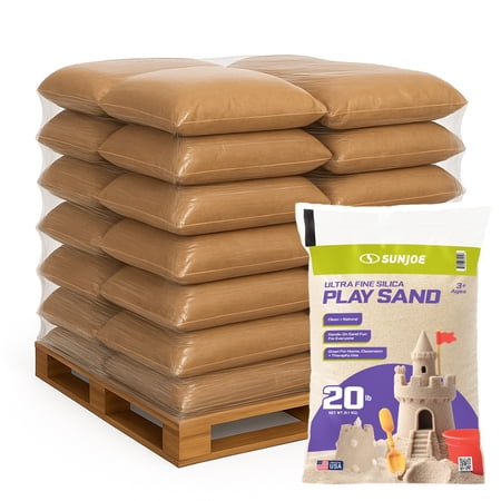 Sun Joe 100 Pack Ultra Fine Silica Play Sand, Sandboxes & Sensory Tables, 20 lb, PLYSAND20