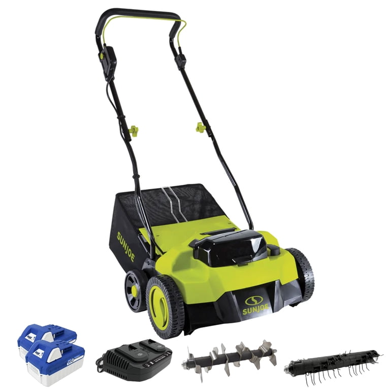 Sun Joe 24V Scarifier/Dethatcher Kit, 14-inch, 5-Depth, Dual