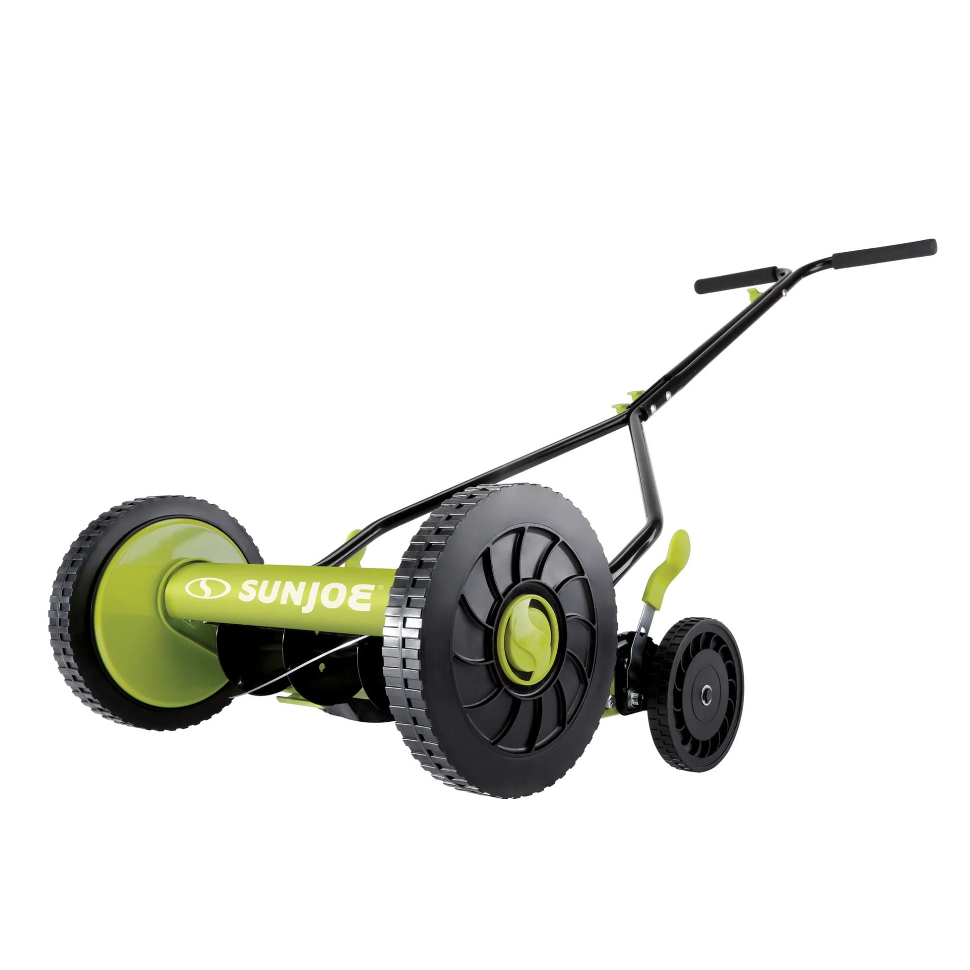 Sun Joe Manual Push Reel Lawn Mower with Quad Wheel, Adjustable Yard Grass Cutter, 14-Inch