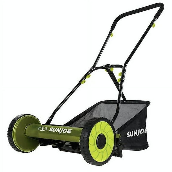 Sun Joe 16" Manual Reel Mower with Grass Catcher and Adjustable Cutting Height, MJ500M