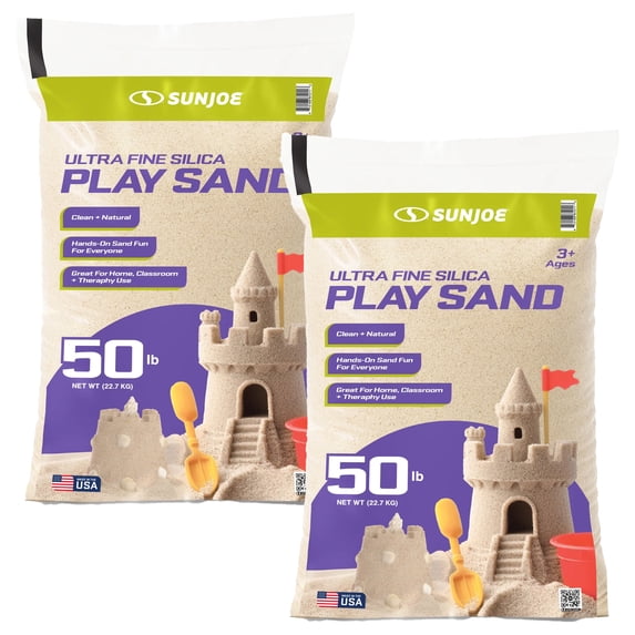 Sun Joe Ultra Fine Silica Play Sand for Outdoor Sandbox, Natural White, 50 lb Bag, 2 pack