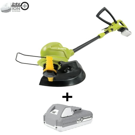 Sun Joe - 24V iON+ 10-in. 2.0Ah Cordless SharperBlade Stringless Lawn Trimmer - Green