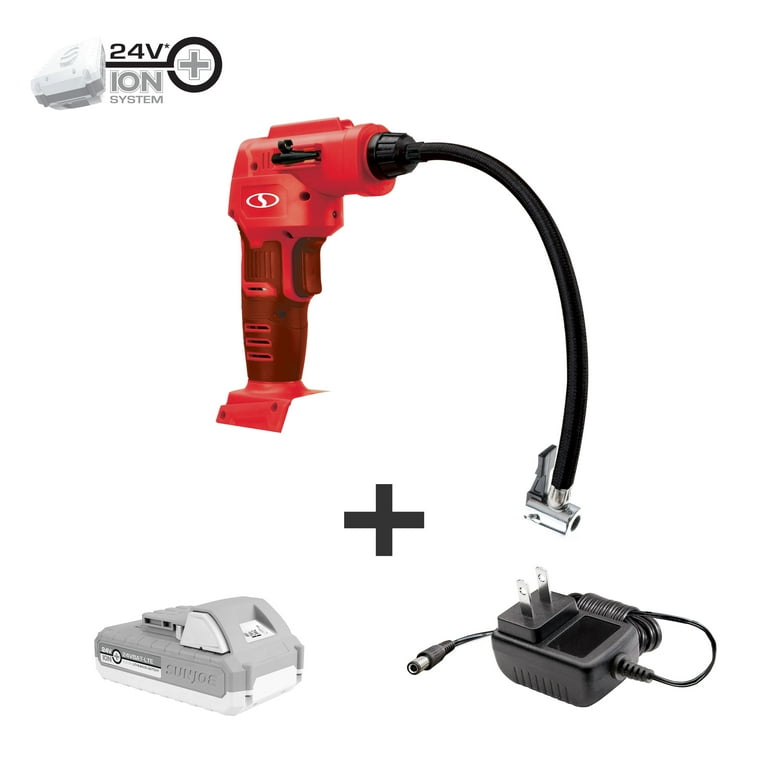 Sun Joe 24V-AJC-LTE Cordless Portable Air Compressor with Nozzle Adapters, Automatic Digital Pressure Gauge, Built-in LED Light & Case | 24-Volt | 2.0-Amp (Green) Sun Joe 24V-AJC-LTE Cordless Portable Air Compressor with Nozzle Adapters, Automatic Digital Pressure Gauge, Built-in LED Light & Case | 24-Volt | 2.0-Amp (Green)