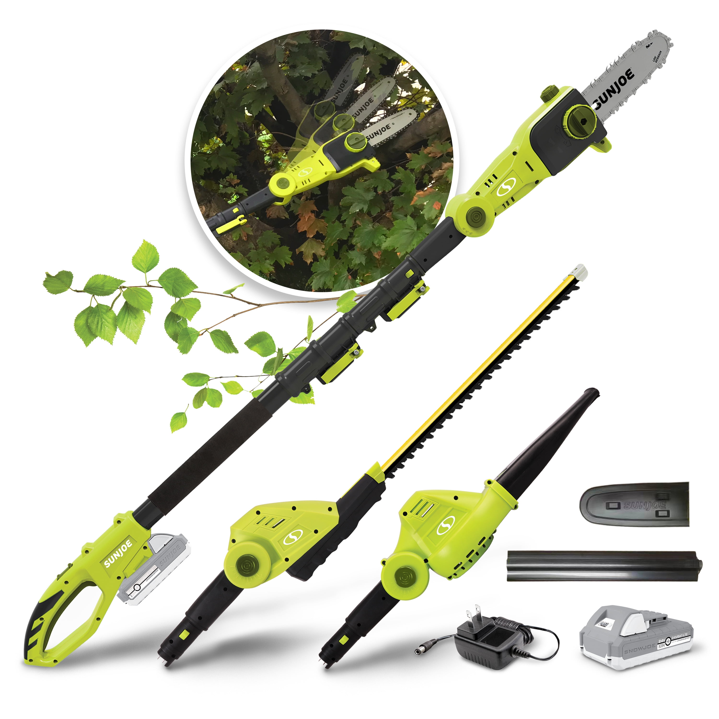 Sun Joe 24V 3-in-1 Yard Care: Hedge Trimmer, Pole Saw, Leaf Sun Joe 24V 3-in-1 Yard Care: Hedge Trimmer, Pole Saw, Leaf