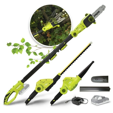 Sun Joe 24V Cordless 3-in-1 Hedge Trimmer + Pole Saw + Leaf Blower Yard Care Multi-Tool, 2.0-Ah Battery & Charger