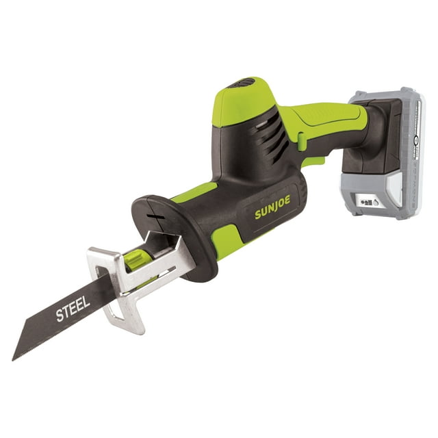 Sun Joe 24V Cordless Handheld Reciprocating Saw Kit, 4 Cutting Blades, 2.0-Ah Battery + Charger, For Wood & Metal