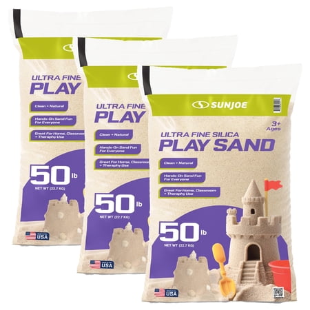 Sun Joe Ultra Fine Silica Play Sand for Outdoor Sandbox, Natural White, 50 lb Bag, 3 pack