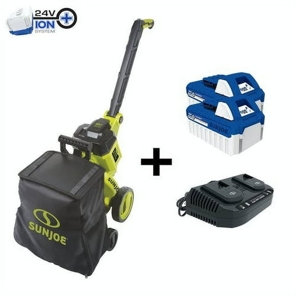 Sun Joe 48V Cordless Garden Vacuum and Mulch Kit with Batteries and Charger, 24V-X2-OGV