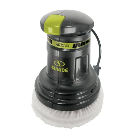 Sun Joe AJP100E Random Compact Orbital Electric Buffer Polisher Waxer, 6-Inch, 3800 OPM w/ 8-Inch Buffer and Polishing Bonnet