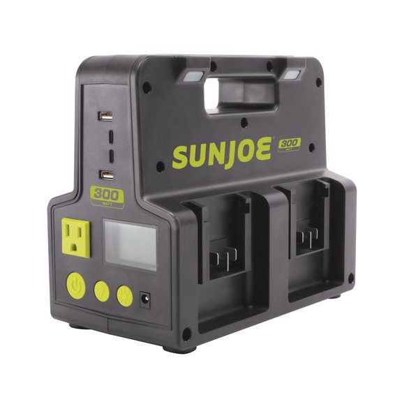 Restored Sun Joe Authentic 24V Cordless Hot-Swap Powered Inverter Generator Power Station with USB Port, 300-Watt