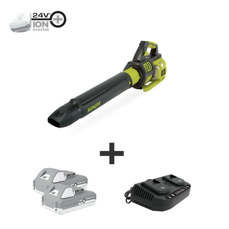 Sun Joe Cordless Brushless Turbine Jet Blower Kit, W/ 2 x 2.0-Ah Batteries & Dual-Port Charger