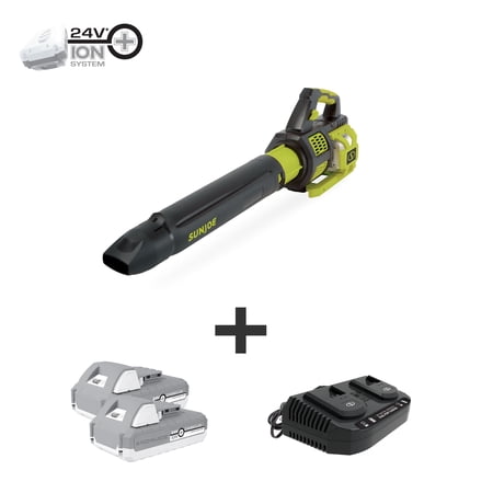 Sun Joe Cordless Brushless Turbine Jet Blower Kit, W/ 2 x 2.0-Ah Batteries & Dual-Port Charger
