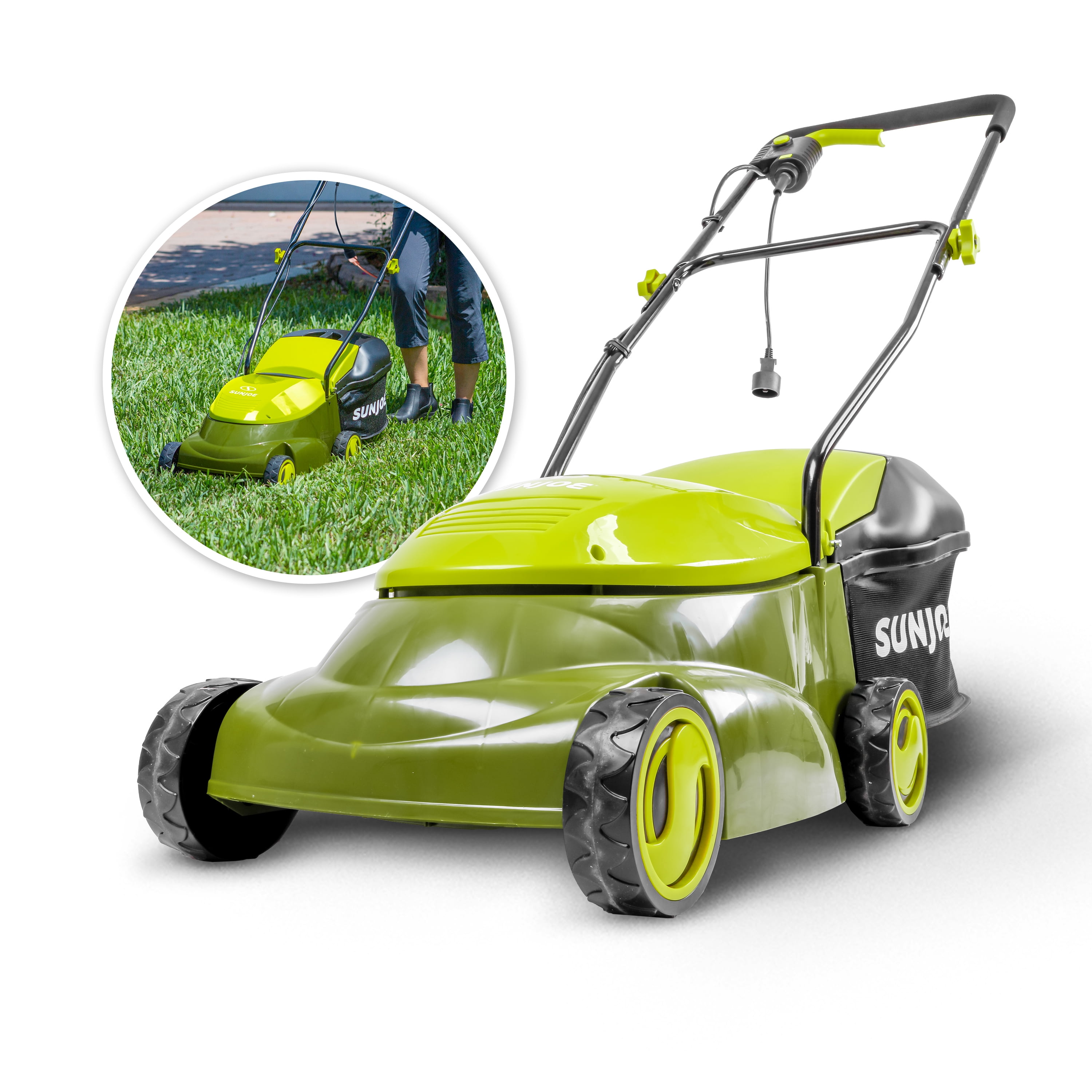 Sun Joe Electric 14-inch Walk-Behind Push Lawn Mower, 12-Amp, 3-Position - image 1 of 13