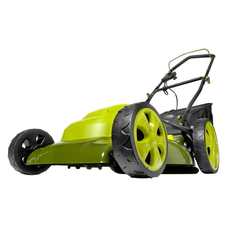 Sun Joe - 12.0Ah Plug-in 20-Inch Push Lawn Mower with Grass Collection Bag - Green