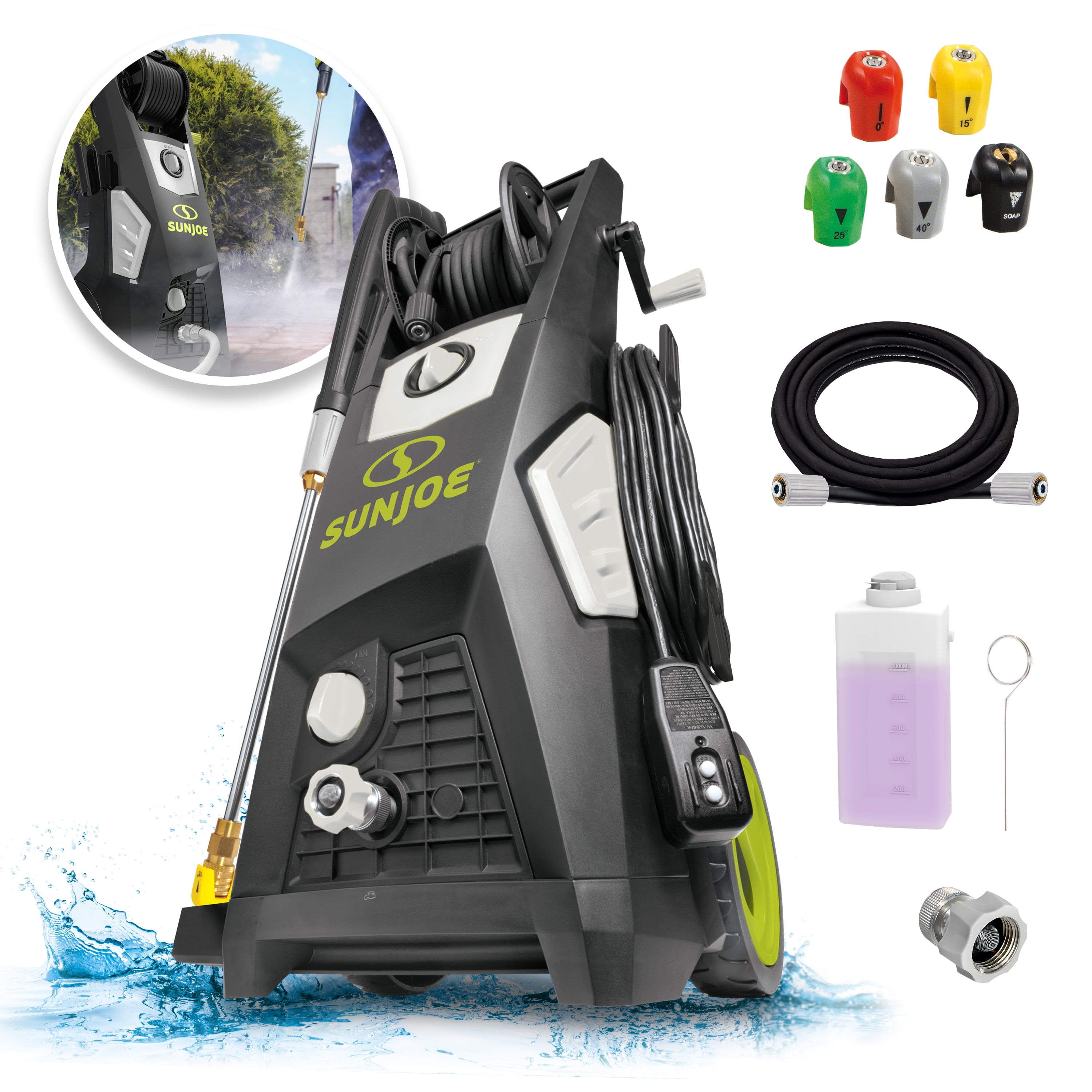 Sun Joe Electric Pressure Washer, 13-Amp, Brushless Induction Motor, Quick-Connects & Hose Reel