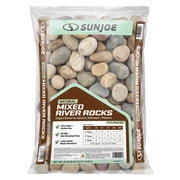 Sun Joe Natural Mixed Decorative River Rocks for Gardens, Planters and Decor, 25 lb