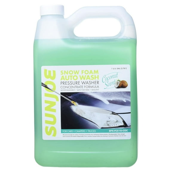 Sun Joe Premium Snow Foam Coconut Scent Car Washing Soap & Cleaner, 1 Gal, SPX-FCS1G-COC