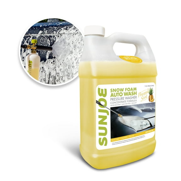 Sun Joe Premium Snow Foam Pressure Washer Car Wash Soap + Cleaner, Pineapple Scent, 1-gallon
