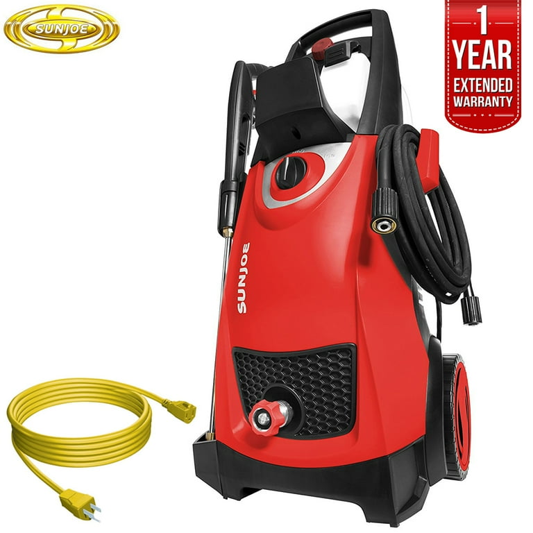 Sun Joe SPX3000 RED Pressure Joe 2030 PSI Electric Pressure Washer Red All You Need Bundle with 25 Foot Outdoor Extension Cord and One year Warranty