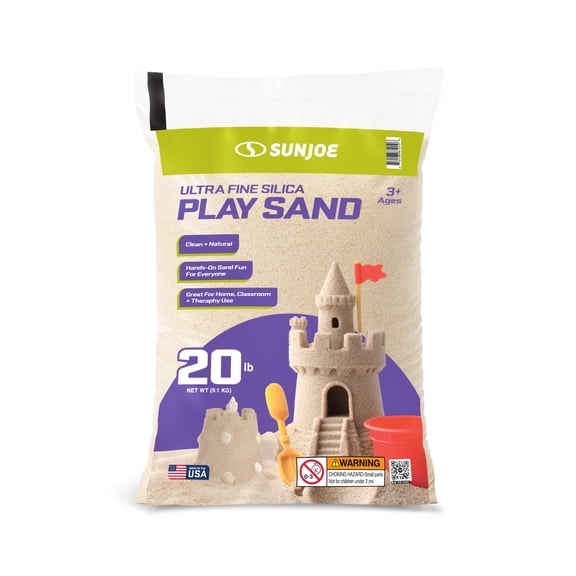 Sun Joe Ultra Fine Silica Play Sand for Sandboxes and Sensory Tables, 20 Pounds, PLYSAND20
