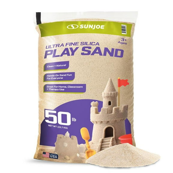 Sun Joe Ultra Fine Silica Play Sand for Sandboxes and Sensory Tables, 50 Pounds, PLYSAND50