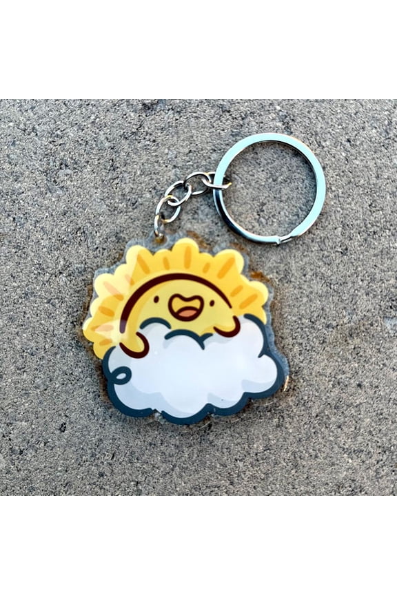 Sun Keychain | Cute Acrylic Keychain | sunshine keychain | partly cloudy keychain | happy sun keychain | sunny day keychain | sun and clouds