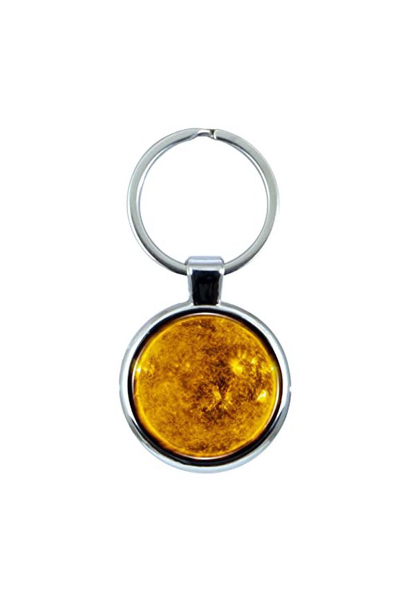 Sun Keychain with Epoxy Dome and Metal Keyring